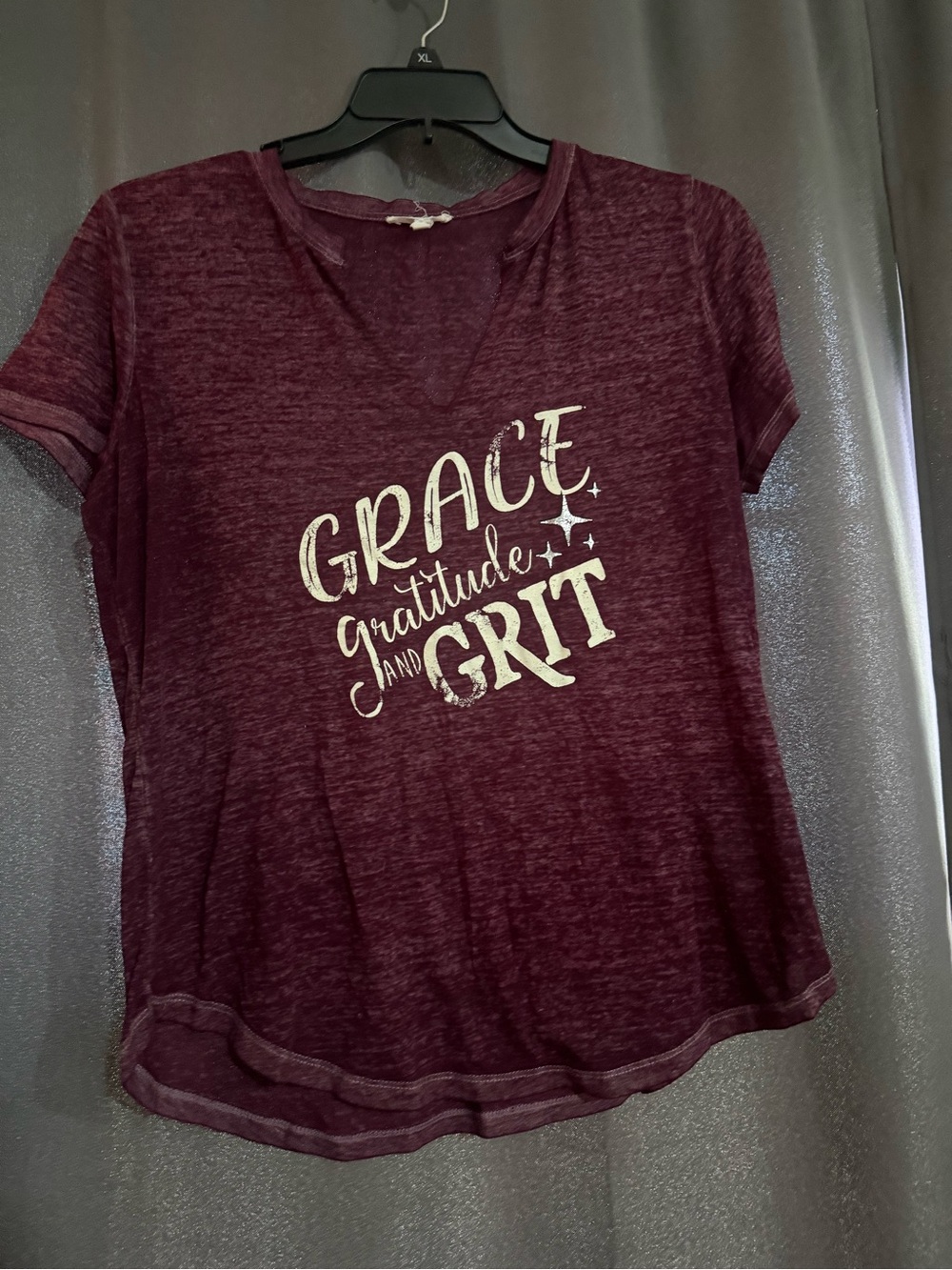 Maurices Women’s Grace Gratitude and Grit Graphic Tee - Burgundy